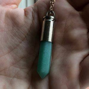 Light Green Stone Prism Gold Bullet Necklace